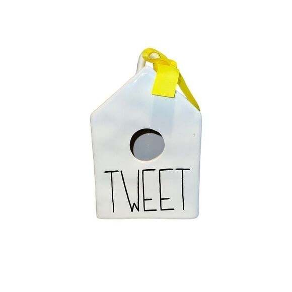 Rae Dunn By Magenta Ceramic TWEET Slant Roof Birdhouse White EUC - Picture 1 of 8